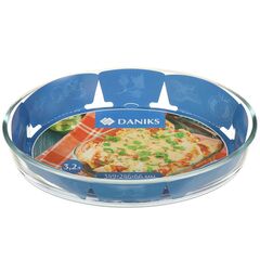 Форма для выпечки стекло, 34.9х24.6х6.6 см, 3.2 л, овал, с крыш, Daniks, HSAP32LT