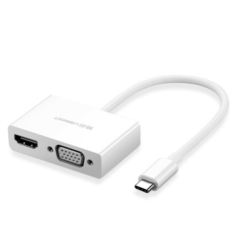 Адаптер UGREEN USB-C to HDMI + VGA Converter, белый MM123