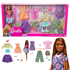 Кукла Барби Barbie Брюнетка и 7 комплектов одежды, коллекционный набор