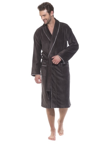 Elegant 1588 темно-серый  махровый  мужской халат  PECHE MONNAIE   Россия