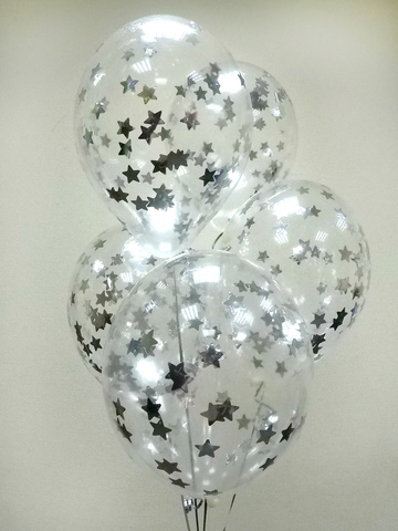 Воздушные шары с серебряными звездами