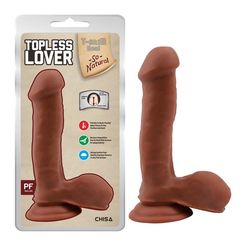 Кофейный фаллоимитатор на присоске Topless Lover - 19,2 см. - 