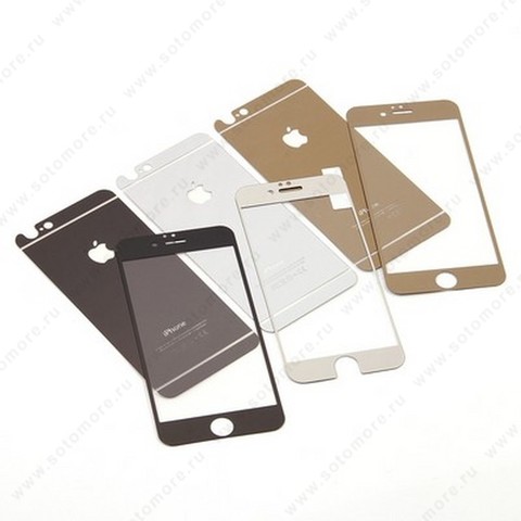Стекло защитное SOTOMORE для Apple iPhone 4s/ 4 - толщина 0.26 mm в упаковке 2в1 зеркальные желтое желтое золото