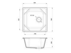 Мойка кухонная Granfest GF - U-500, 500x500x200мм, иней, искусственный камень, в комплекте