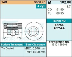 Поршень двигателя TEIKIN 46254 0.50 (4шт/упак)