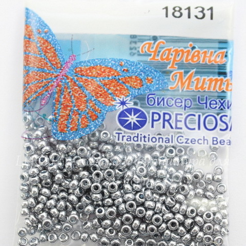 18131 Бисер 10/0 Preciosa Кристалл Соль-Гель металлик серебряный