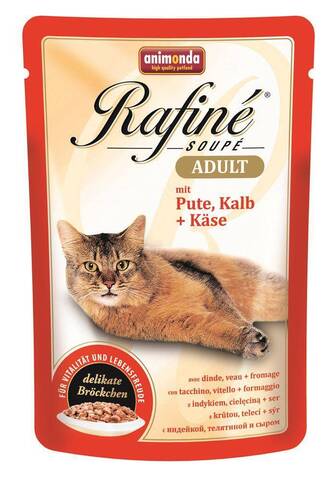 Animonda Rafine Soupe Adult пауч для взрослых кошек с индейкой, телятиной и сыром 100г
