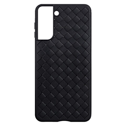 Силиконовый чехол Business Style плетеный для Samsung Galaxy S21 Plus (Черный)