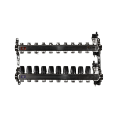 Коллектор из нержавеющей стали для отопления без расходомеров TIM 1" - 3/4" Евроконус - 10 выходов