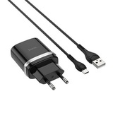 Комплект СЗУ (адаптер на USB + кабель USB на Micro USB) Hoco C12Q с быстрой зарядкой QC (Черный) Сетевое зарядное устройство