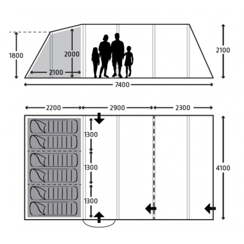 Кемпинговая надувная палатка KAMPA Croyde 6 AIR