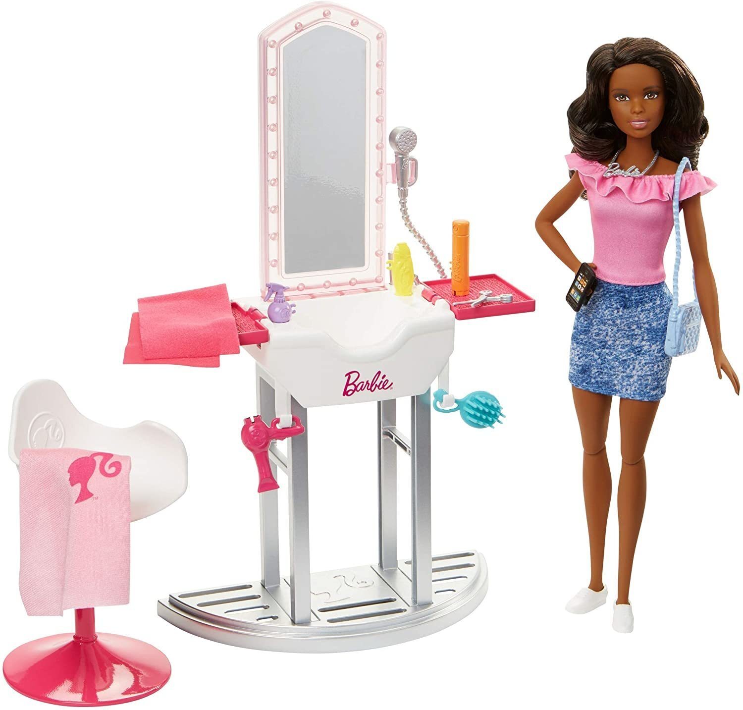Кукла барби магазин. Игровой набор Mattel Barbie "салон красоты". Кукла Барби порехмахерца. Куклы Барби салон красоты. Набор Барби салон красоты.