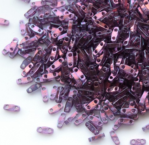 QTL-0316 Бисер Миюки квартер тила/Miyuki Quarter Tila Light Amethyst Gold Luster