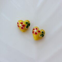 Подвеска Сердце, стекло, жёлтый, 15 мм, Ф047