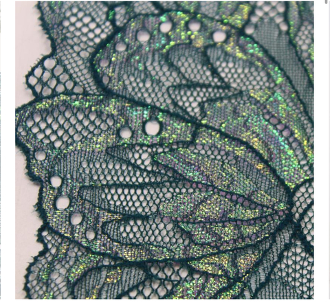 Кружево эластичное изумруд/люрекс 22 см