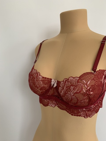 Кружево эластичное бордо/цветы 21 см