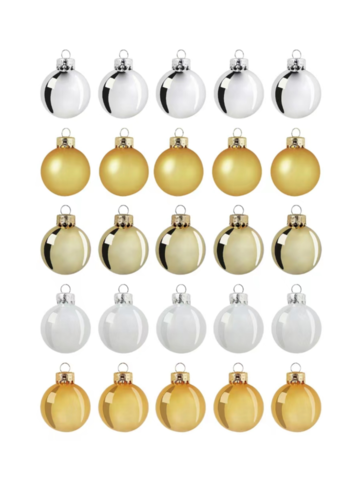 Набор ёлочных украшений (шар) Vintertid , 20 шт, 3,5 см, пластик, золотой/серебристый