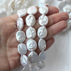 Жемчуг натуральный барочный, монетка, 17,7-18,7 мм, 1 нить, Ж032