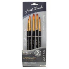 
          Набор кистей Yalong, 5 шт, нейлон №2, №6, №8, №10, №12, круглые, деревянная ручка, блистер, европодвес