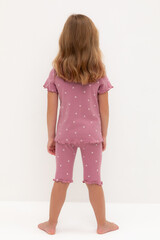 пижама  для девочки  К 1632/пепельная роза,мини листики