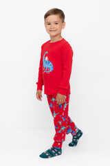 пижама  для мальчика  К 1541/насыщенно-красный,динозавры