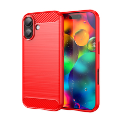 Мягкий защитный чехол красного цвета на iPhone 17, серия Carbon (дизайн в стиле карбон) от Caseport