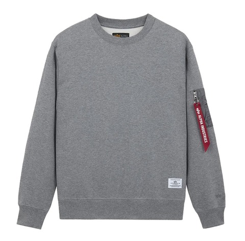 Свитшот Alpha Industries Utility Pocket Crewneck Medium Charcoal Heather (Светло-серый)