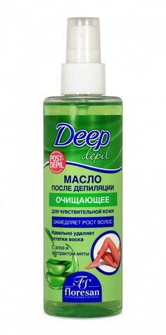 Floresan DEEP DEPIL Масло косметическое после депиляции с алоэ и экстрактом мяты, 200мл