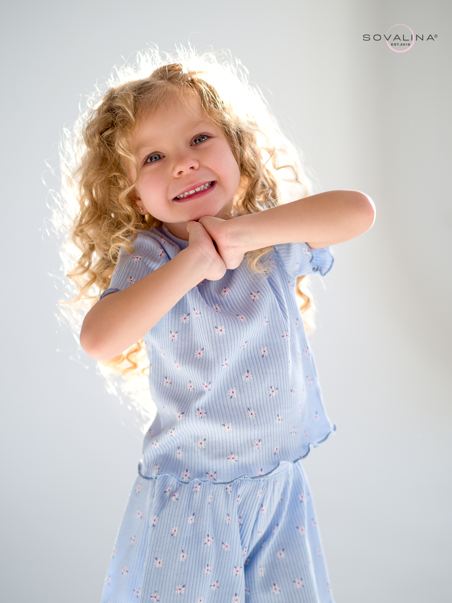 Пижама Элли ромашки на голубом