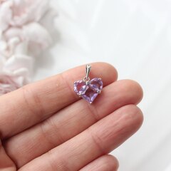 УЦЕНКА!!! Подвеска Сердце с сиреневым фианитом, 14 мм, родий, У015