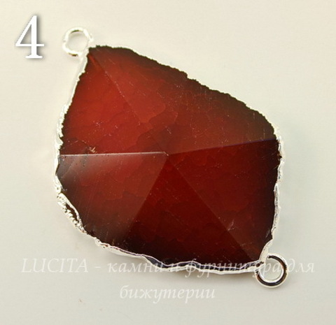 Коннектор (1-1) Агат с огранкой с фольгой (цвет - серебро) (№4 (50х33 мм))