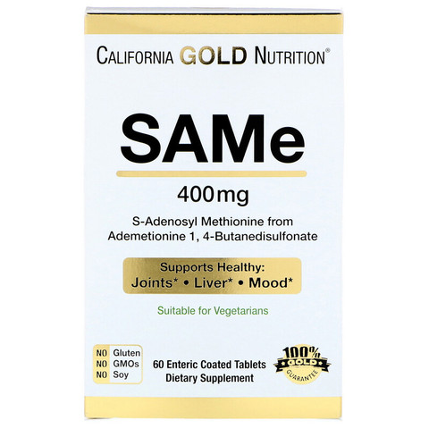 California Gold Nutrition, SAM-e, предпочтительная форма бутандисульфоната, 400 мг, 60 таблеток, покрытых кишечнорастворимой оболочкой