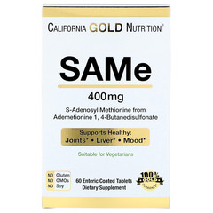California Gold Nutrition, SAM-e, предпочтительная форма бутандисульфоната, 400 мг, 60 таблеток, покрытых кишечнорастворимой оболочкой