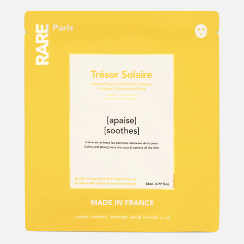 RARE PARIS  Trésor Solaire Успокаивающая и укрепляющая тканевая маска для лица, 23 мл