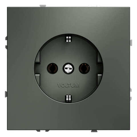 Розетка электрическая 2К+З 16А с заземлением. Цвет Титан. MAYTONI. VOLTUM S70. VLS040106