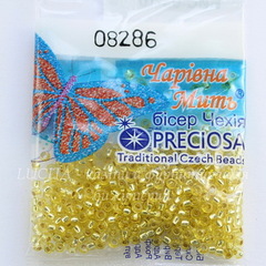 08286 Бисер 10/0 Preciosa Кристалл желтый с серебряным центром