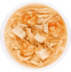 Деревенские лакомства консервы для кошек «Суп из курицы с креветкой и гребешком»,пауч 35г*4шт