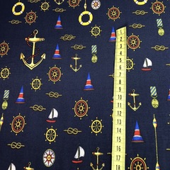 Ткань вискоза синяя якоря 3205