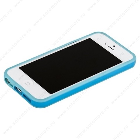Бампер для iPhone SE/ 5s/ 5C/ 5 голубой с голубой полосой