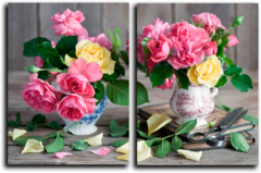 Модульная картина "Розы в вазе"