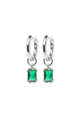 Серьги из серебра "Льдинки" с изумрудным фианитом