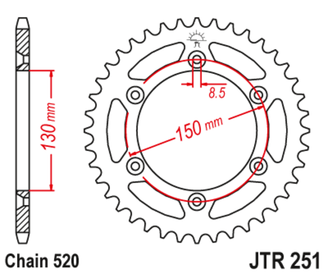 Звезда ведомая для мотоцикла RK B4001-51 (JTR251-51)