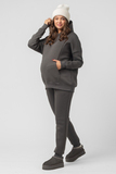 Утепленный спортивный костюм для беременных и кормящих 13125 серый графит