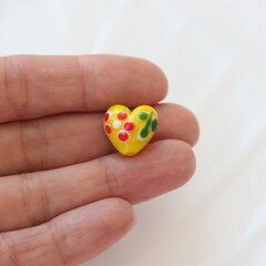 Подвеска Сердце, стекло, жёлтый, 15 мм, Ф047