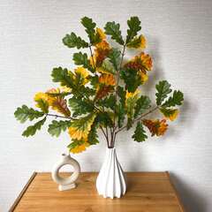 Дуб зелено-оранжевые листья, искусственная зелень, ветка 60 см., набор 2 ветки.