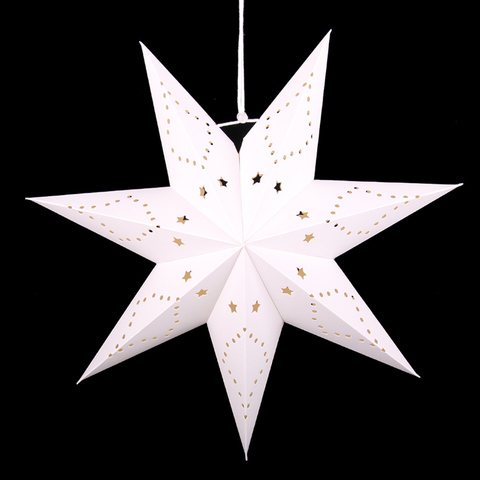 Бумажная звезда, 75 см, 7-конечная, Звезды и точки, Белый.