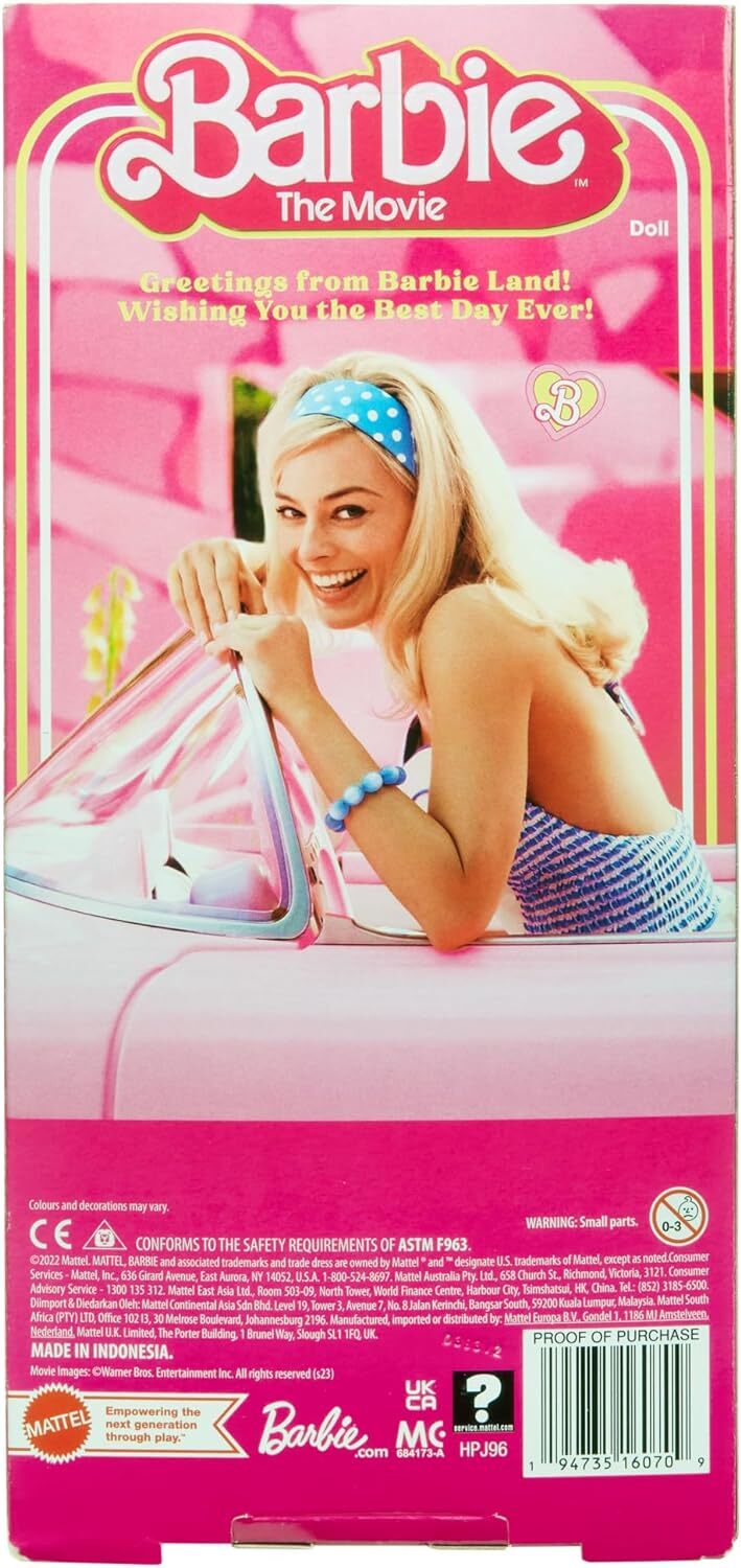 Barbie The Movie Doll Margot Robbie as Barbie Collectible Doll Wearing Pink and White Gingham Dre 6 100 6 100