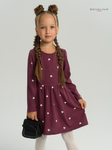 Платье Эля сердца на бордовом