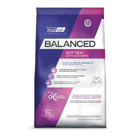 Сухой корм Vitalcan Balanced Cat Kitten с курицей, для котят, 2 кг.