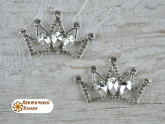 Серебряная корона с тремя прозрачными каплями №13